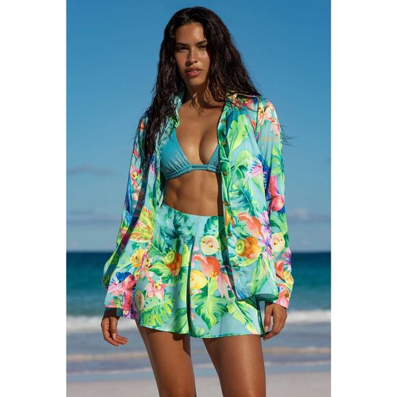 Luli Fama Caribbean Fantasy Blouse NWT SIZE S M - Picture 1 of 5